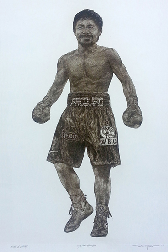 Manny Pacquiao - Belts A Plenty - Etching by Don Magno